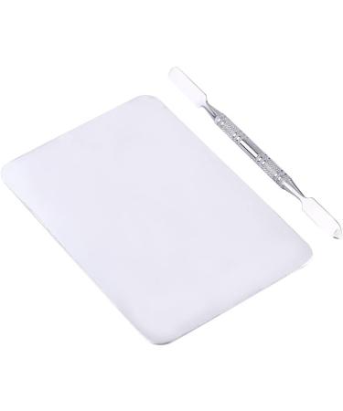 Stainless Steel Makeup Mixing Palette - Rec Shape Plate with Spatula for Nail Art & Cosmetic Blending - Buy Online on GoSupps.com