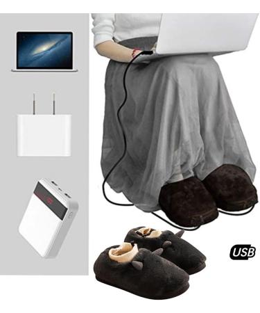 USB Heating Slippers | Adjustable Temperature Plush Cozy Anti-Slip Winter Foot Warmers for Men & Women | Gray Size 42-43 - Buy Online on GoSupps.com