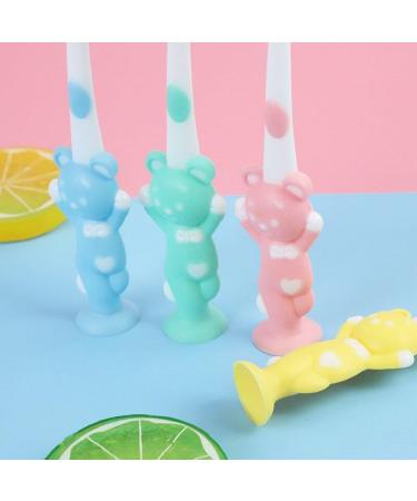 Cartoon Childrens Toothbrush 4pcs Cute Cleaning Teeth Brushing with Suction Cup Manual Short Handle Toothbrush for Kids - Buy Online on GoSupps.com