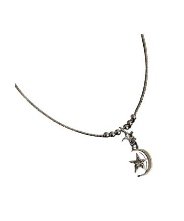 Oralgos adjustable necklace star and moon pendant necklace daily wearing fashionable necklace alloy material metal