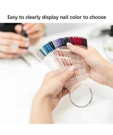 300 PCS Transparent Nail Pattern Pop Sticks - Fan-Shaped Color Display Tips with 6 Metal Rings | Ideal for Nail Studios & Beginners - Practice & Perfect Your Nail Art - Buy Online on GoSupps.com