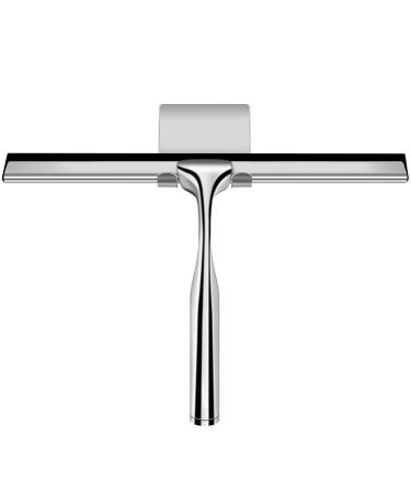 Shower Squeegee Bathroom Window Glass Squeegee All-Purpose Silicone Blade Window Glass Wiper Tools Raclette Douche for Doors Window Car Mirror Glass Ceramic Wall with Hook(10 inch Silver)