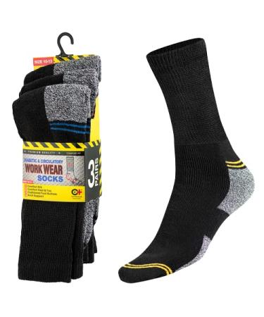 3-12 Pairs Men's Cotton Diabetic Health Crew Circulatory Boot Socks Men's Size 10-13 3 Multi