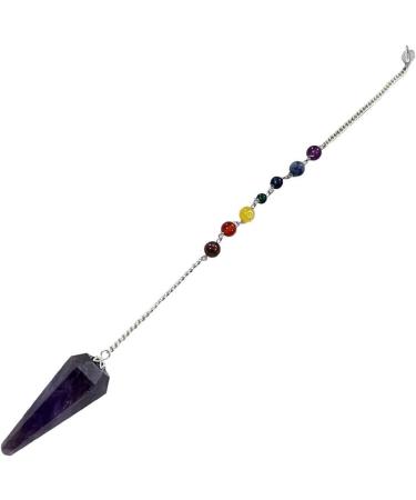 Amethyst Crystal Pendulum with Chakra Chain - Healing Tool for Chakra Alignment - Buy Online on GoSupps.com