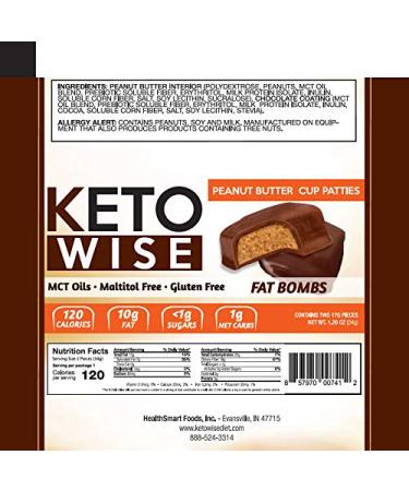 Keto Wise Peanut Butter Cup Patties Fat Bombs - 34g each (Pack of 16) - Buy Online on GoSupps.com