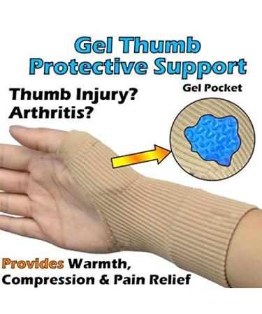 Beige Wrist Support Gloves 1 Pair - Elastic Brace for Pain Relief & Arthritis - Sports Bandage Wrap for Thumb Hand - Reumatoide Artritis Relief - Buy Online on GoSupps.com