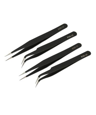 4pcs Tweezers Anti-static Stainless Steel Daily Beauty Tools for Eyebrow