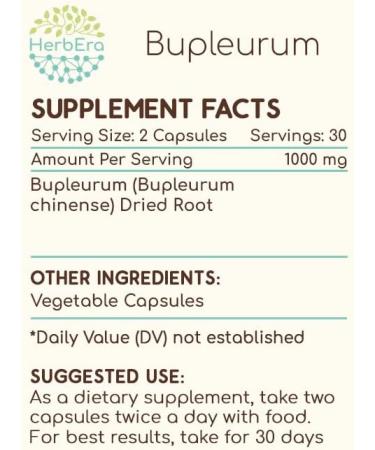 HerbEra Bupleurum 60 Capsules, 500 mg, Bupleurum Chinense Dried Root (60 Capsules) 60 Count (Pack of 1) - Buy Online on GoSupps.com