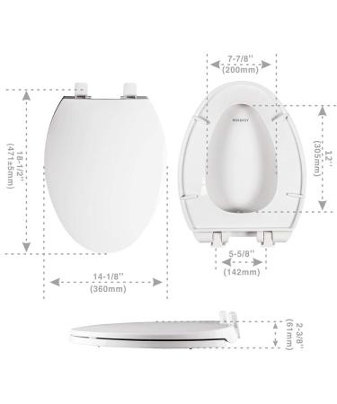 Soft Close Elongated Toilet Seat with Easy Installation - White Plastic - Fits Elongated & Oval Toilets - Buy Online on GoSupps.com