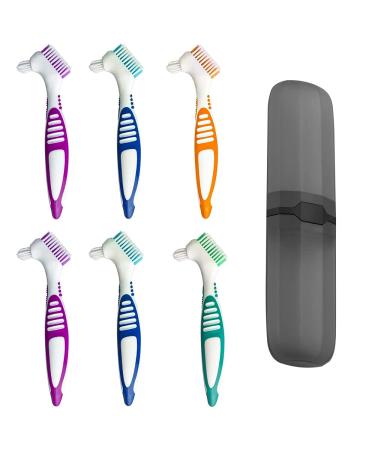 YEENGREEN 6 pieces hard prosthesis brush toothbrushes prostheses prosthesis brush set toothbrush cleaning brush for restorative care - multi -layer bristles and Esrgonomic rubber gears