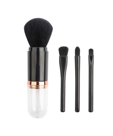 Makeup Brushes Set 4 in 1 Retractable Travel Powder Brush Lip Brush Eyeshadow Brush Highlight Brush Portable Blending Powder Brushes Make Up Brushes Set (Black)