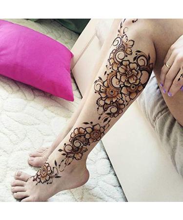 Brown Temporary Tattoo Kit with 60 Adhesive Stencils - Semi-Permanent Freehand Ink for Body Art - Body Painting Supplies for Men, Women, and Kids - Buy Online on GoSupps.com