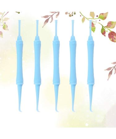 Spiral Ear Pick Earwax Removal Tool 5Pcs - Double-end Digging Ear Spoon and Curette Remover - Blue Earpick Cleaning Tool - Buy Online on GoSupps.com