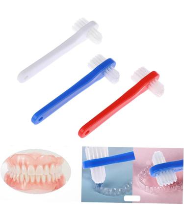3ST Double Head Toothbrush for Prosthesis Care - Wood & Plastic Cleaning Tools for False & Partial Dentures - Buy Online on GoSupps.com