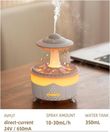 Rain Cloud Humidifier Water Drip Remote Control Timing 350ML Mushroom Aromatherapy Essential Oils Diffuser with Adjustable 7 LED Night Light for Sleeping and Relaxing White - Buy Online on GoSupps.com