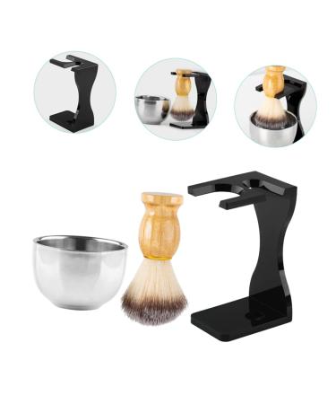 4-Piece Men's Grooming Kit - Portable Shaving Set with Cream Brush & Wood Shaving Cup - Buy Online on GoSupps.com