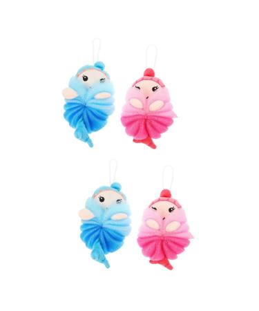 Healeved 4 Pcs Bath Ball Bath Shower Sponges Cute Bath Sponges Princess Bath Loofahs Exfoliating Bathing Balls Household Cleaning Sponges Bathing Skin Scrubber Loofah Sponge Loofah Pe