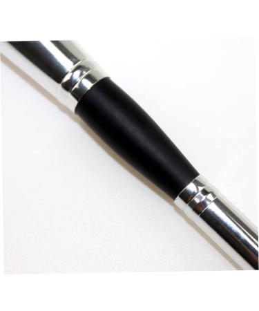 Multifunction Double Head Makeup Brush - Professional Wood Handle for Powder Blush & Eye Cosmetics - Black & Silver - Buy Online on GoSupps.com