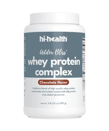 Udder Bliss Whey Protein Complex Powder Blend of Bioavailable Whey Protein Concentrate and Isolate with Added Glutamine Chocolate (2 Pounds)