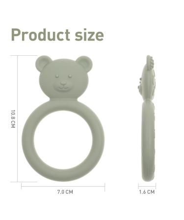 Meanus Bear-Shaped Silicone Teething Rings for Babies | BPA-Free Sand & Light Grey Toy - Buy Online on GoSupps.com