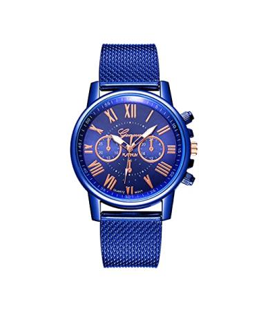 Women's Wrist Watch Bracelets Women's Easy Reader Stainless Steel Waterproof Digital Watch Three Hand Quartz Movement Watch Women Watch Waterproof Blue One Size