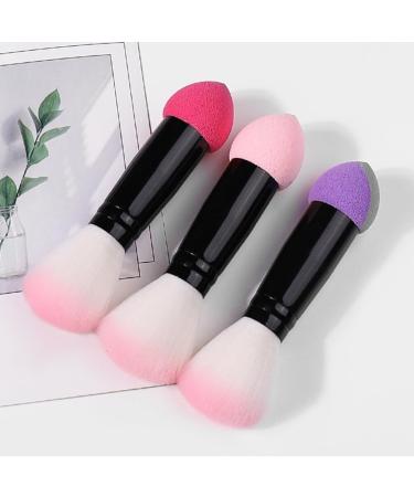 FOMIYES 2 in 1 Makeup Brush Dual-Ended Cosmetic Brush with Sponge Puff and Loose Powder Brush for Foundation Concealer Eyeshadow Blush - Buy Online on GoSupps.com
