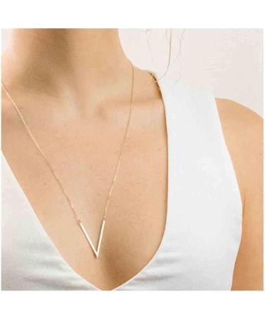 Letter V Pendant Necklace | Minimalist Initial V Choker | Everyday Women's Jewelry - Buy Online on GoSupps.com