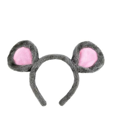 Kobeleen Soft Bear Ears Headbands Plush Mouse Ears Hair Hoop for Washing Face Cartoon Animal Hairbands Halloween Costume Gray