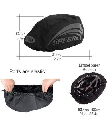 Reflective Bicycle Rain Hood | Waterproof Helmet Cover & Protection for All Helmets - Black - Buy Online on GoSupps.com