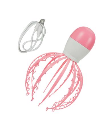 Beaupretty 2st massage device Portable massage lounger circulation promote mini massage head scratch shampoo massage brush head guasha-scrub handy tool octopus ABS rosa