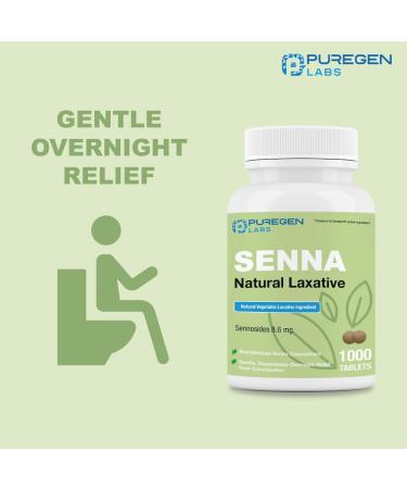 Puregen Labs Senna Tablets 8.6 mg - 1000 Count | Natural Vegetable Laxative for Constipation Bloating & Gas Relief | International Shipping Available - Buy Online on GoSupps.com