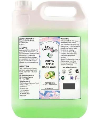 Mirah Belle - Organic Green Apple Hand Wash Can (5 LTR) - Vegan Natural Cruelty Free - Best for Men and Women - Sulfate and Paraben Free - 5000 ml - Buy Online on GoSupps.com