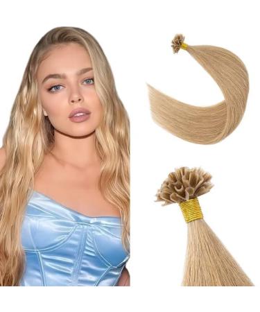 Silk-Co Bonding Extensions Real Hair 1g U Tip Extensions Hair Parts Real Hair Smooth Soft Bonding Hair Extension 7a Remy Hair 50 Strands-50g 45cm 27# Dark Blond 45cm Dark Blond