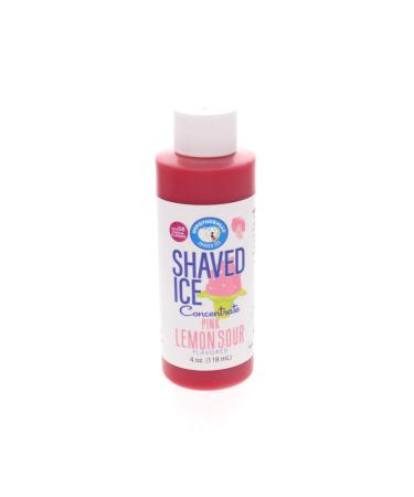 Pink Lemon Sour Shaved Ice and Snow Cone Flavor Concentrate 4 Fl Ounce Size (makes 1 gallon of syrup with sugar and water added)