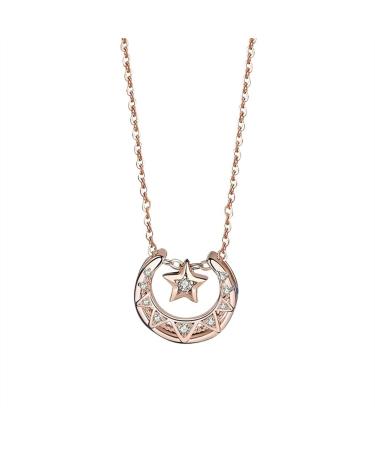 Necklace Star and Moon Hollow Design Necklace Silver Pendant Necklace Temperament Light Luxury Clavicle Chain The for Women Ladies Necklace