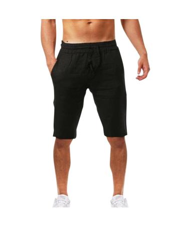 Pants Men Linen Cargoose Men Feeded with Multi-Pocket overalls Summer Solid and Leisure Men's clothing color hoses men's pants hiking pants cargo men a5-black l