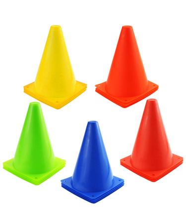 KUQQI 7 Inch Plastic Agility Cones 20 Pack Set, Sports Soccer Flexible Cone for Training, Party, Activity, Traffic(Multicolor)