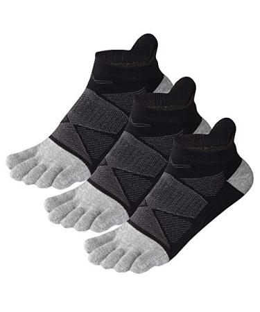 Meaiguo Womens Toe Socks Cotton Five Finger Socks No Show Toe Socks for Running Black/3pairs