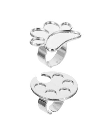2pcs Nail Art Palette Open Nail Art Ring Adjustable Finger Ring Nail Polish Holder Ring Nail Color Palette Ring Palette Finger Ring Palette Tray Ring Adjustable Nail Art Ring
