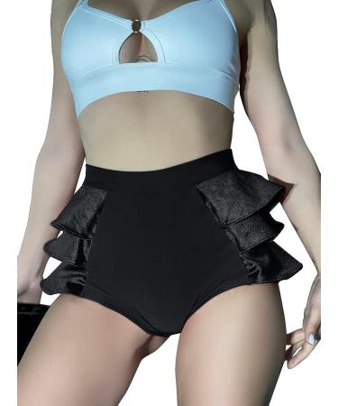 Women's Ruffle Athletic Shorts | Lightweight Gym Workout Running Yoga Leggings | Trendy Spandex Hot Pants - Black XL - Buy Online on GoSupps.com