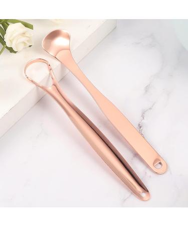 Ververt Touch Tongue Scraper Set - Stainless Steel Tongue Cleaner 2 Pieces Rose Gold Bacteria & Bad Breath Removal - Buy Online on GoSupps.com