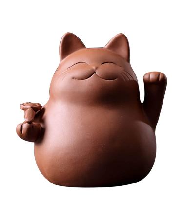 Chinese zisha tea pet maneki neko lucky wealth Rich for cat tea pet handmade purple clay for kungfu poison water tea tray tea tray accessories merh -colored