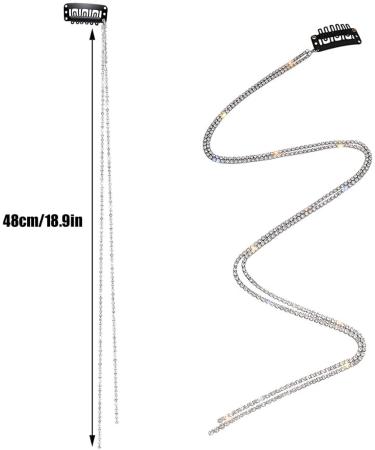 2 Pieces Rhinestone Hair Chains for Women Rhinestone Hair Chain Rhinestone Tassels Hair Tinsel Shiny Wires for Clips with Crystal Tassel Accessories - Buy Online on GoSupps.com