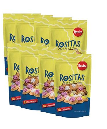 Rovira Rositas, Puerto Rico Snack by Rovira Biscuit 6oz (8 Pack) + 1 Sticker of PR by Artista Jose Hoffman