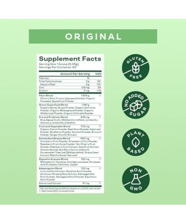 Bloom Nutrition Super Greens Powder Smoothie & Juice Mix - Probiotics for Digestive Health & Bloating Relief for Women Digestive Enzymes with Superfood Spirulina & Chlorella for Gut Health (Original) - Buy Online on GoSupps.com