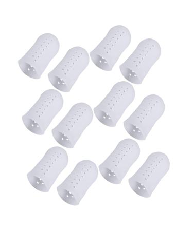 Lurrose 6 Pairs/12pcs Fingertip Protectors Hammer Toe Tubes Silicone Finger Protector High Heel Protectors Silicone Gel Protection Supplies Anti-Friction Toe Cover Protection Tools Corn White 4.5X2.1 cm