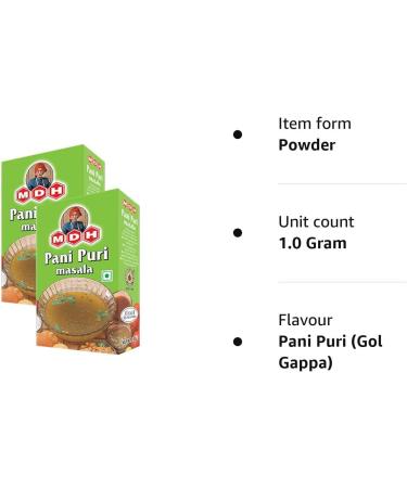 MDH Pani Puri (Gol Gappa) Masala 100g (Pack of 2) - An Important Ingredient In preparation of Pani Puri water - Aromatic And Flavoful Blend Of Spices Pani Puri (Gol Gappa) 100 g (Pack of 2) - Buy Online on GoSupps.com