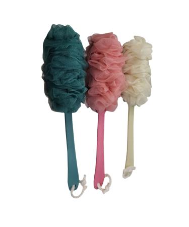 Hemoton 3pc Bath Sponge Sponges Wooden Long Handle Bath Flower Bath Ball Bath Rubbing Towel Shower Sponge Shower Ball Take a Bath Gauze