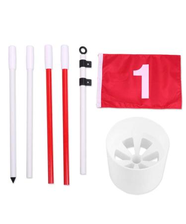 HOW TRUE Golf Flagsticks, Flags Hole Pole Cup Set, Portable 5 Section Practice Golf Pin Pole Flags for Yard Garden Training