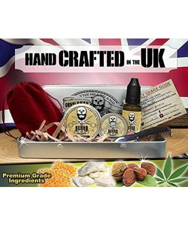 Beard Grooming Kit for Men in Metal Tin - Beard Oil, Balm, Moustache Wax, Comb & Scissors | Pocket-Sized Men's Grooming Set | Dad Gifts for Beard Growth - Buy Online on GoSupps.com